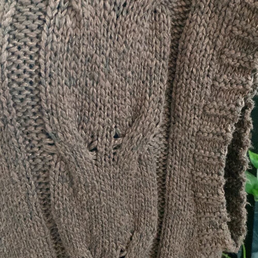 Free People On A Cloud Chocolate Brown Cable Knit Boho Midi Maxi Sweater Dress - Picture 6 of 8